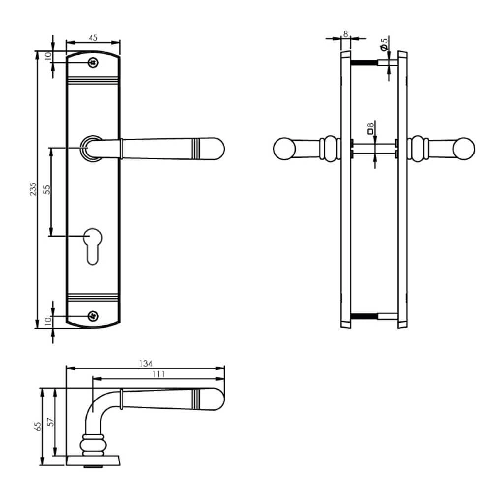Door handle Helena cylinder hole 55mm chrome Intersteel 8714186499023