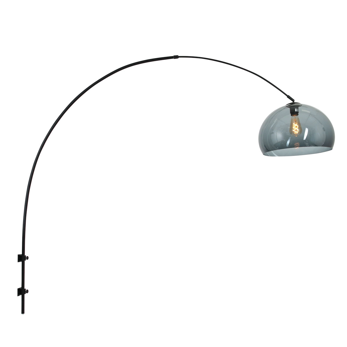 Wall arc lamp Sparkled black with smoke hood