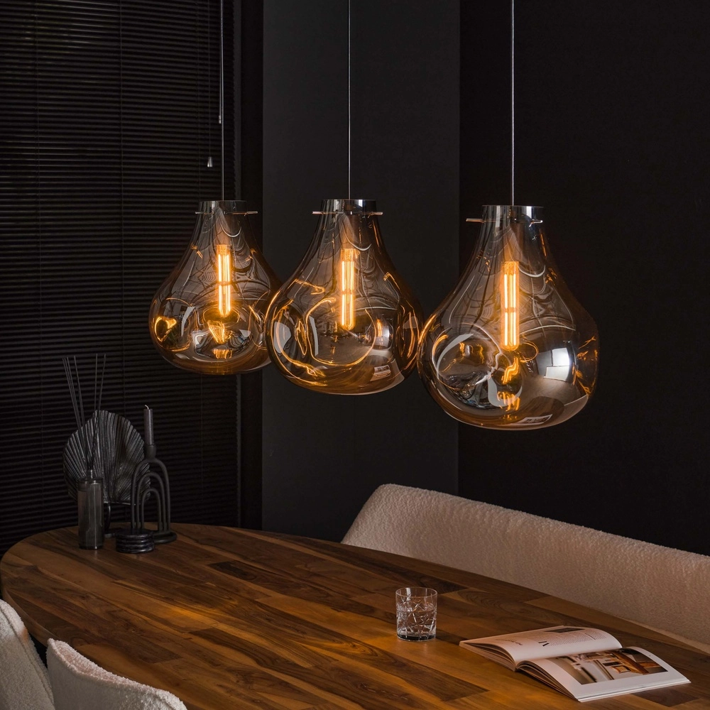 Smoke Glass Pendant Light Dent 3-light Lyora 8716803511620