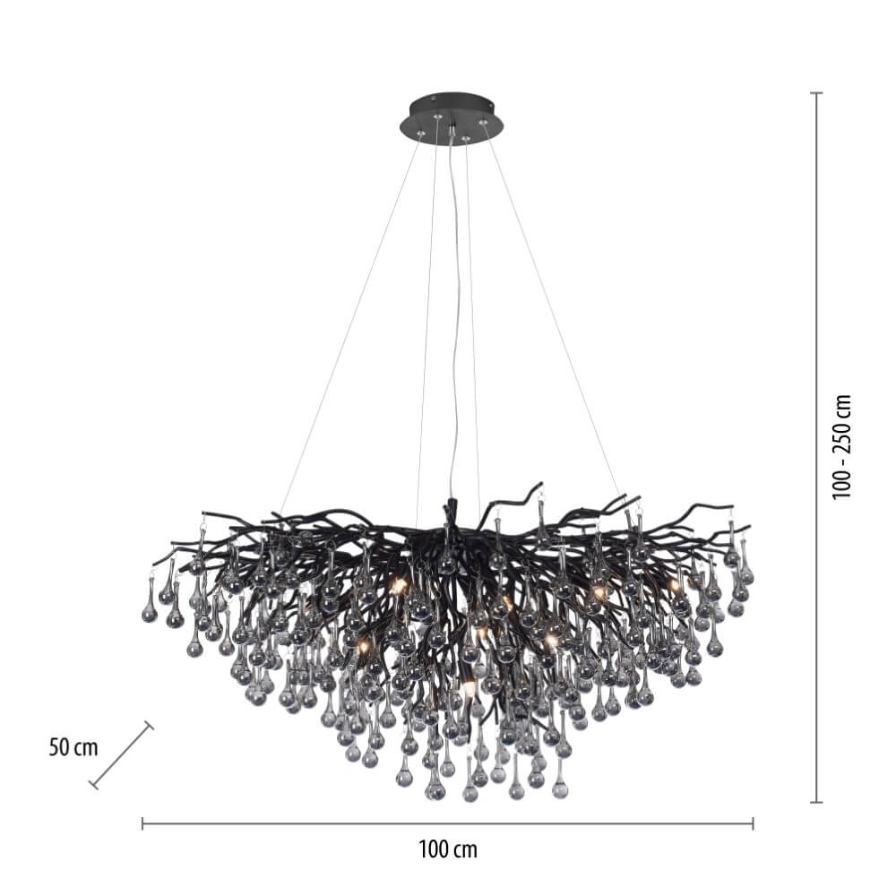 Unique chandelier Icicle black Paul Neuhaus 4012248377567