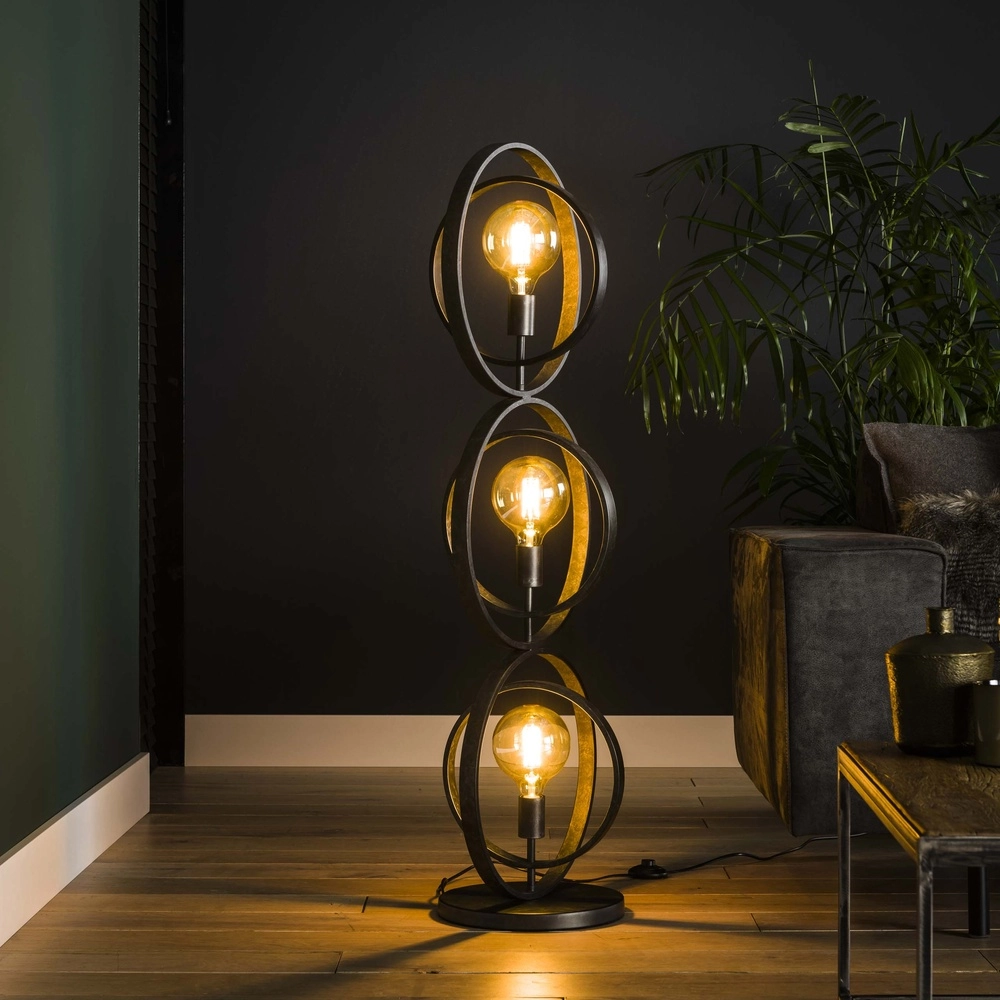 3-light charcoal floor lamp Turn E27 - Ø 40cm Lyora 8716803513082