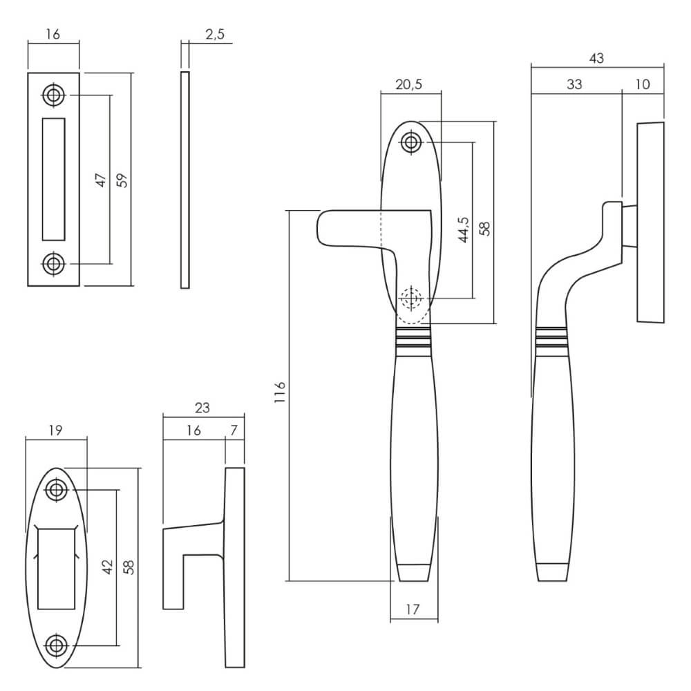 Window closure Ton left brass lacquered Intersteel 8714186473245