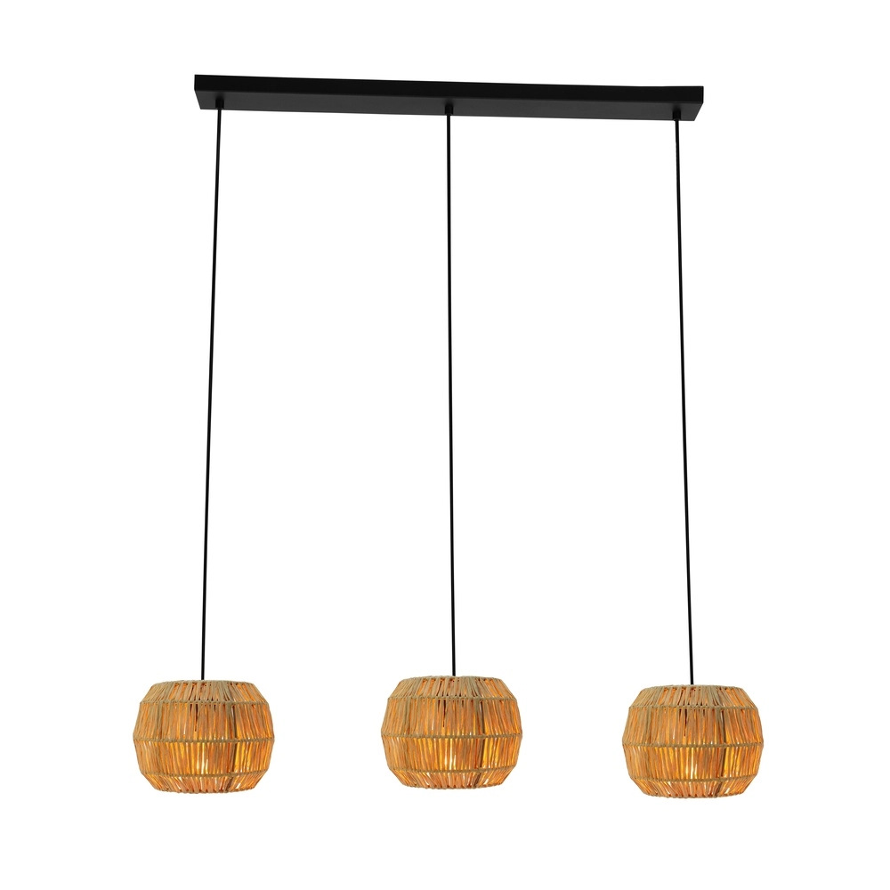 Rattan pendant lamp Sheldon 3-light