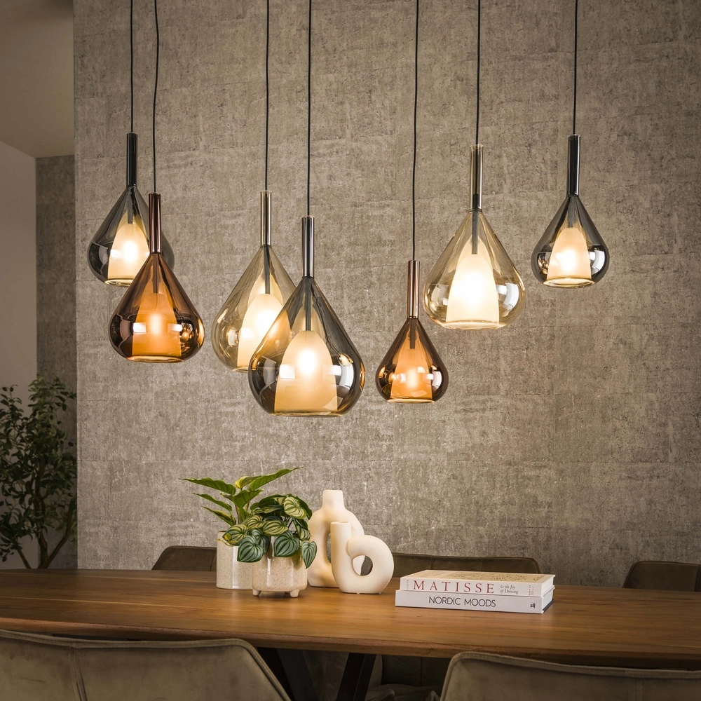 7-light dining table pendant lamp Wings Ø 22cm glass