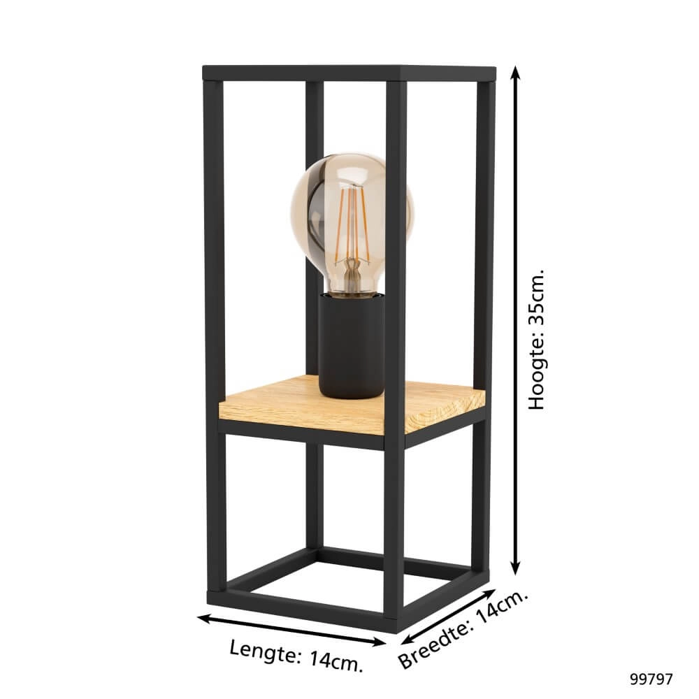 Table lamp Libertad black with wood Eglo 9002759997977