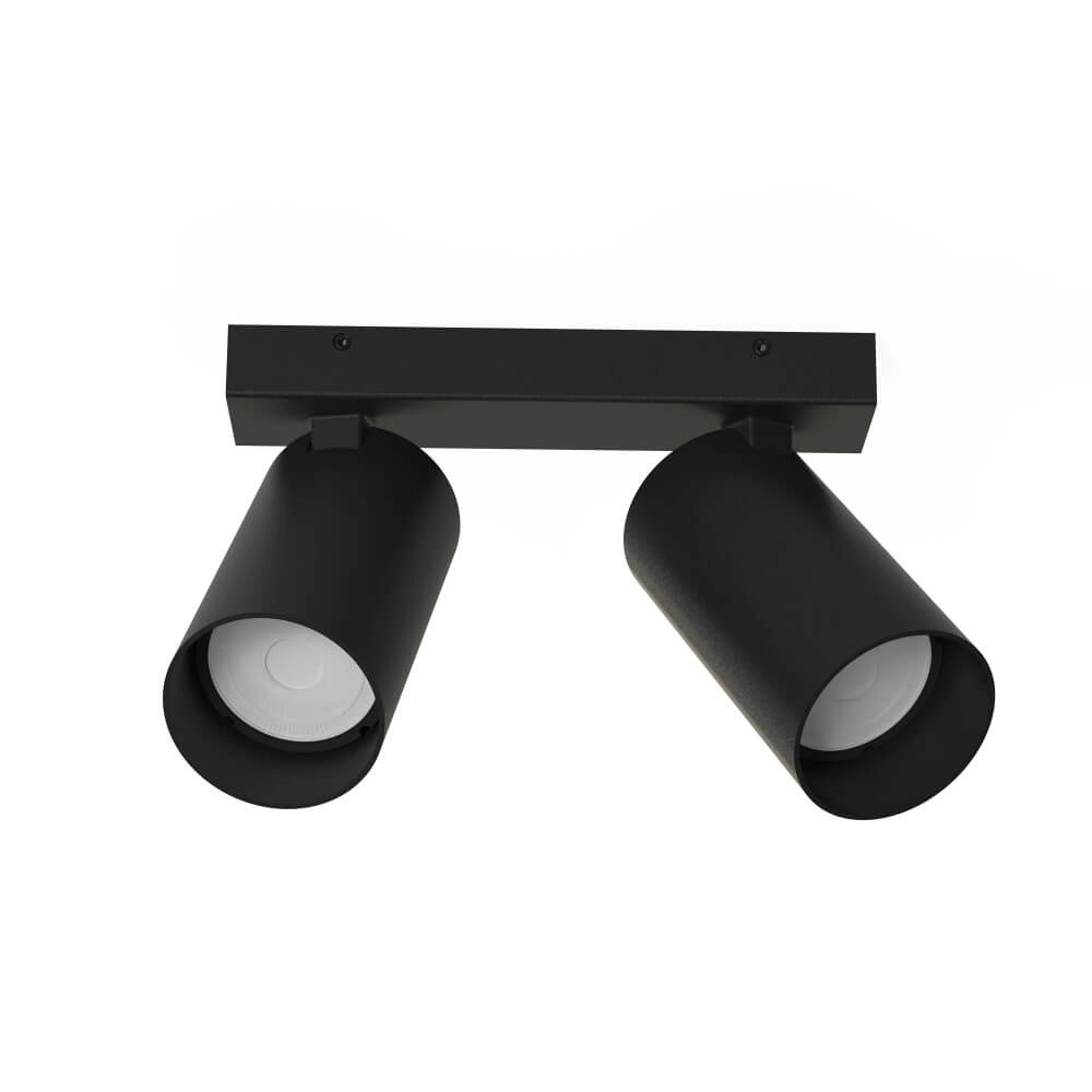 Black surface-mounted spotlight Mono 2-light tilting