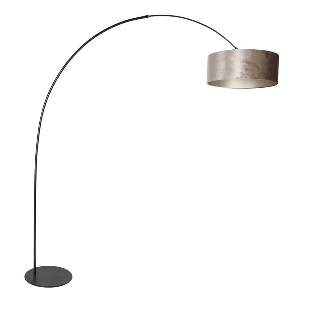 Floor lamp Curve black with grey shade Ø 50cm