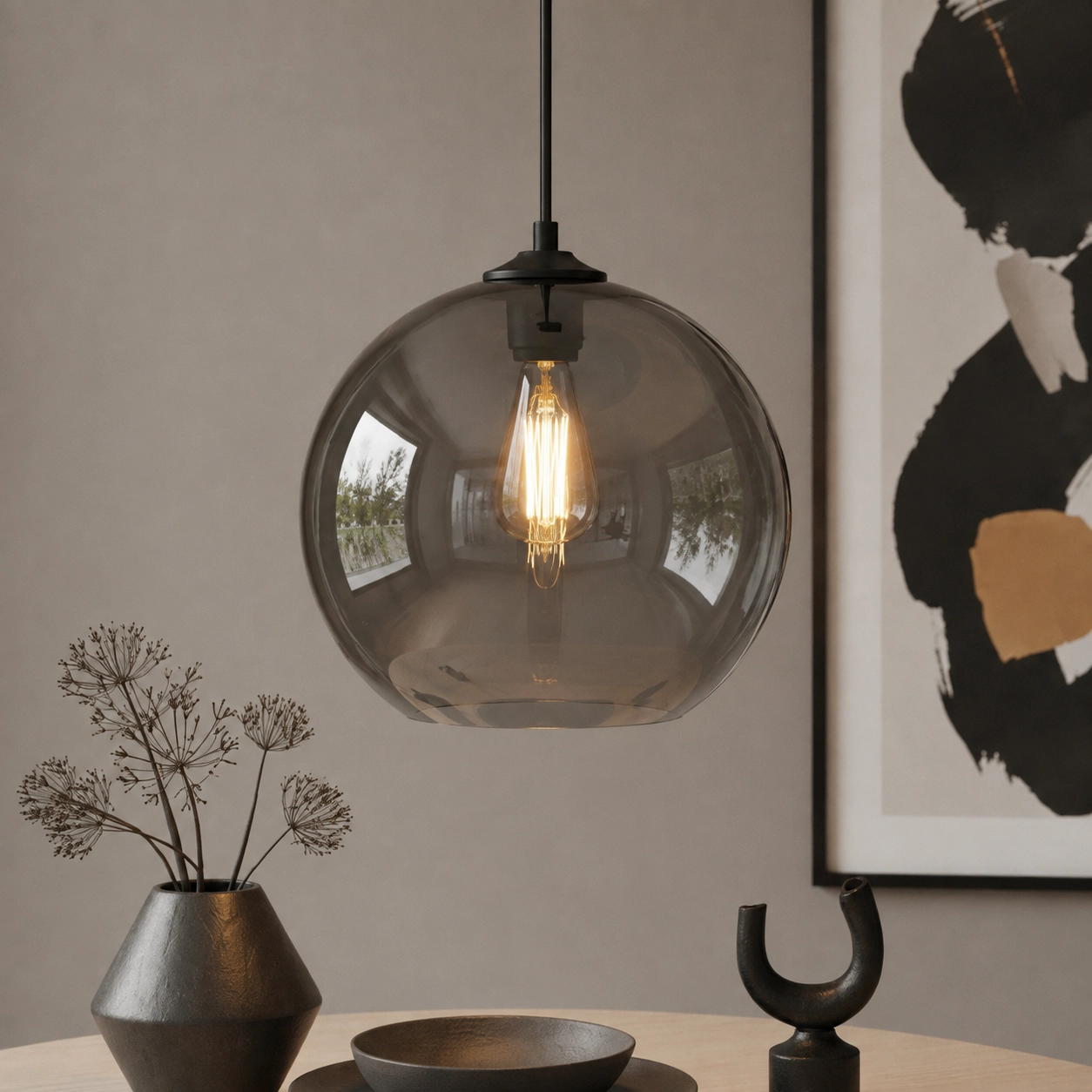 Ceiling light Marino gray glass Ø 30cm