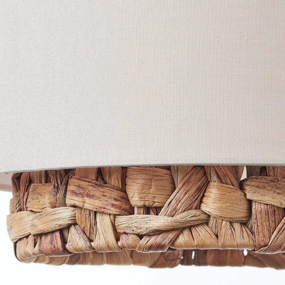 Dining room hanging lamp Waterlilly rattan with white fabric Brilliant 4004353411939