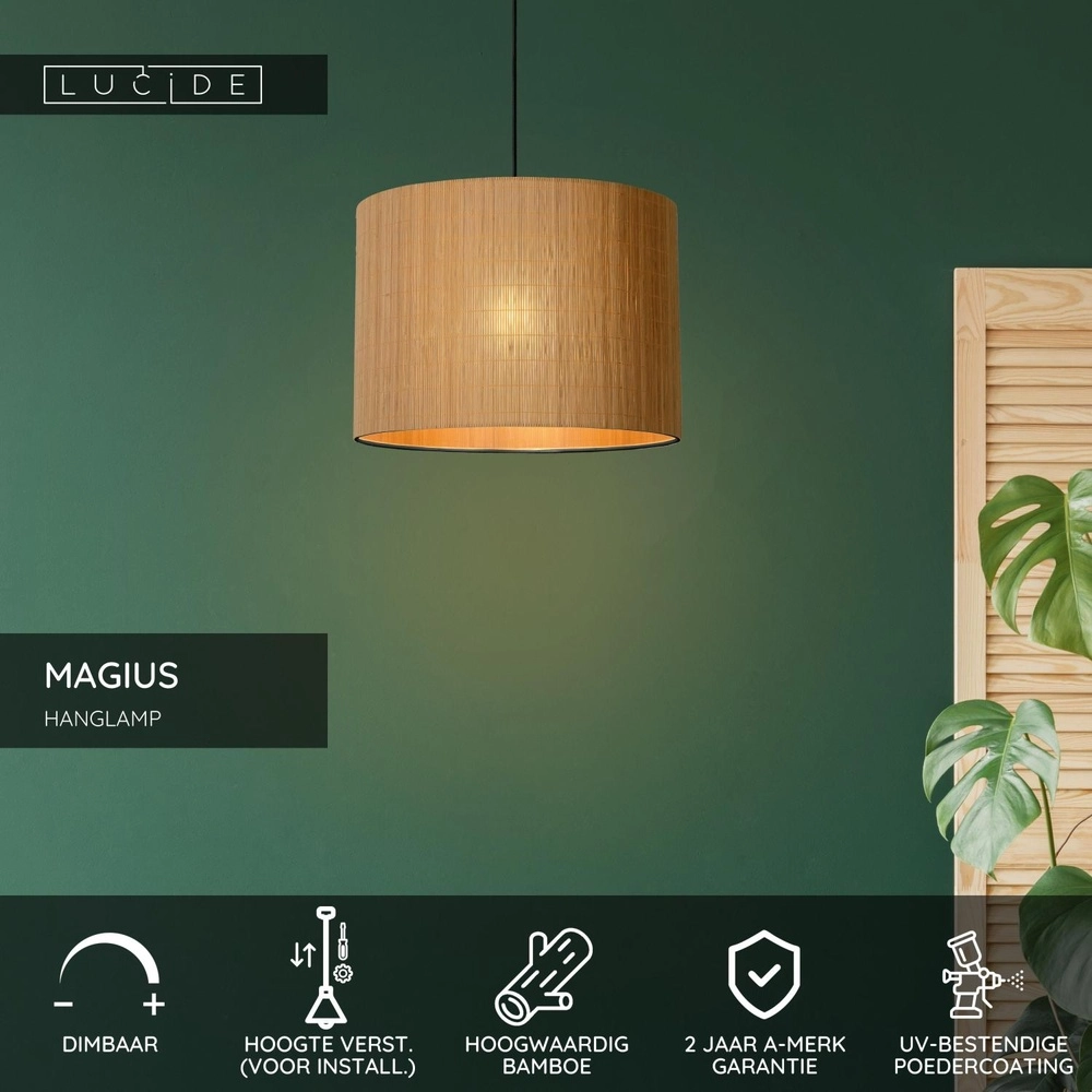 Pendant lamp Magius Ø 42cm rattan Lucide 5411212031204