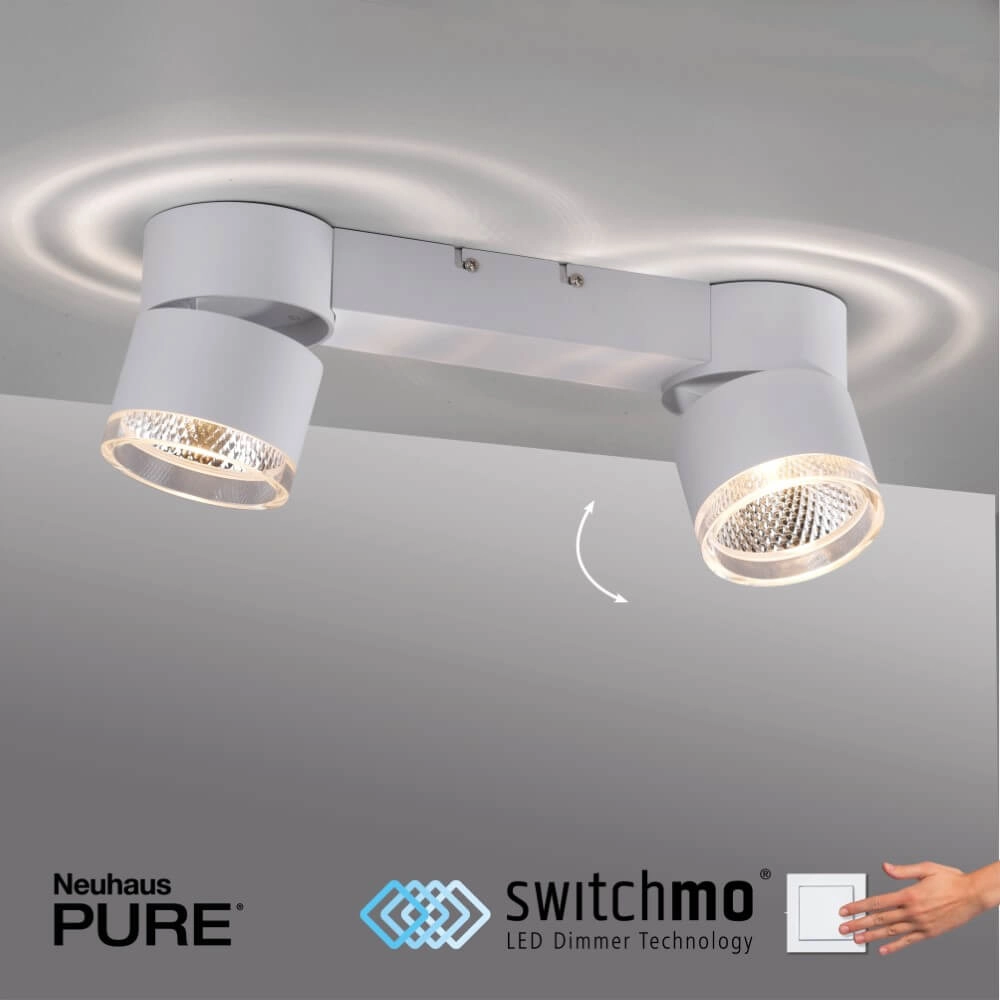 White ceiling lamp Pure Nola 2-light Paul Neuhaus 4012248374542
