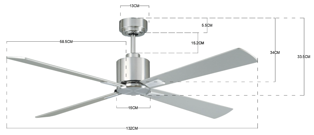 Stainless steel ceiling fan Airfusion Climate I Ø 132cm Beacon 9333509087960