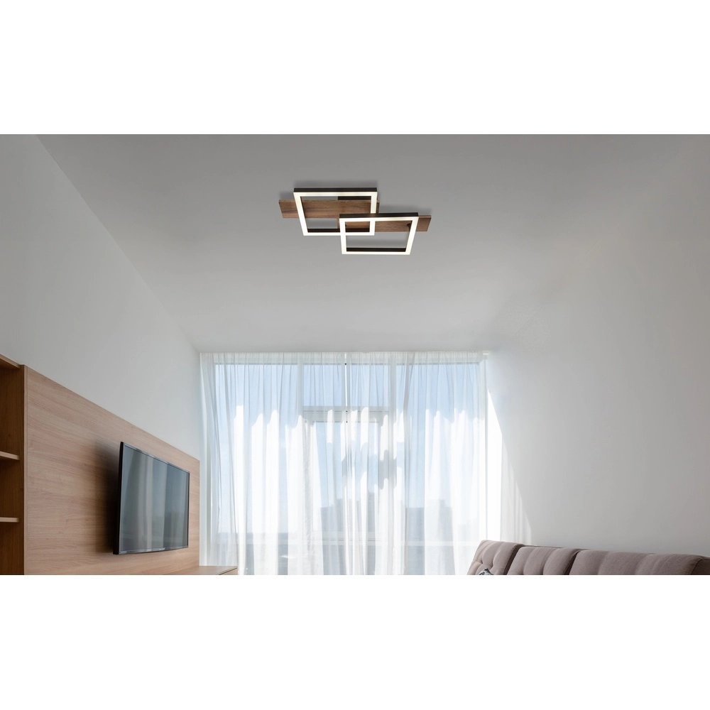 Design ceiling lamp Jeffry black with wood 44cm Globo 9007371507597
