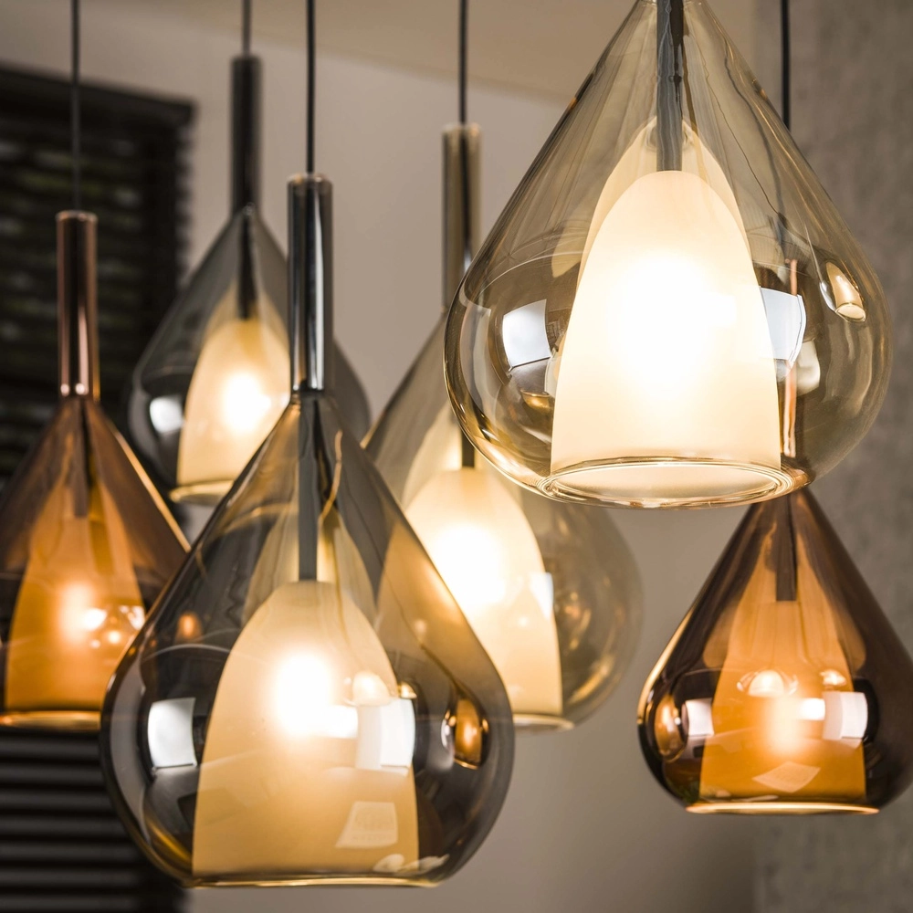 7-light dining table pendant lamp Wings Ø 22cm glass Lyora 8716803511989