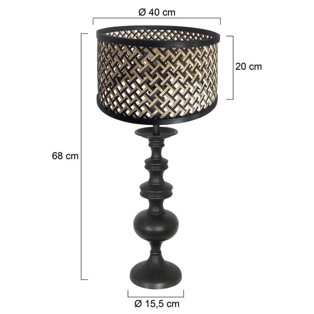 Table lamp Lyons black with bamboo shade Steinhauer 8712746172485