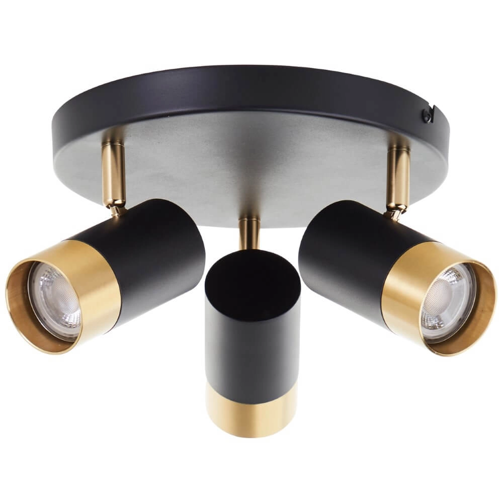 3-light surface-mounted spotlight Vigolo black with gold Brilliant 4004353441332