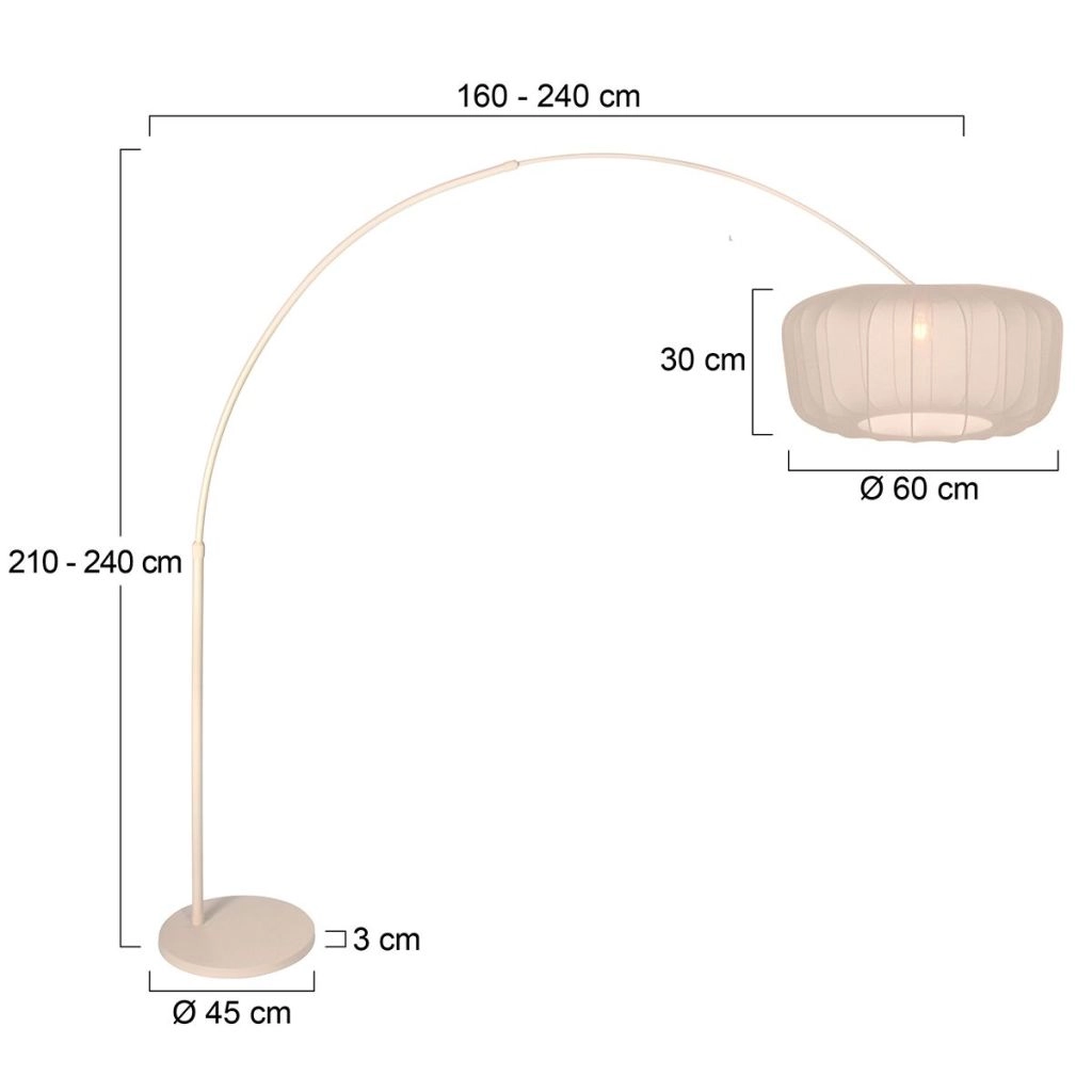 Arc lamp sand brown Vela Lino with cream shade Ø60cm Steinhauer 8712746185737