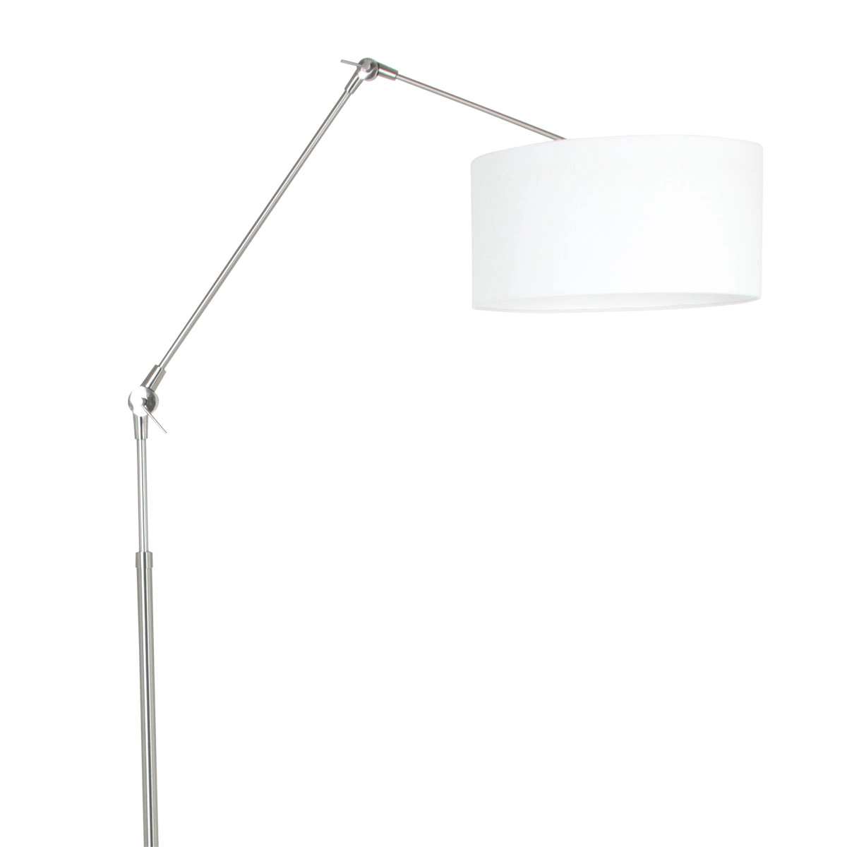 Floor Reading Lamp Prestige Chic Stainless steel with 40cm white linen shade Steinhauer 8712746145724