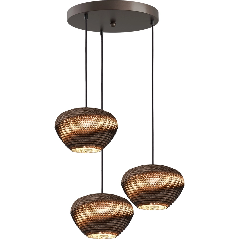 3-light pendant lamp Cartone with Ø24 Think Paper hoods