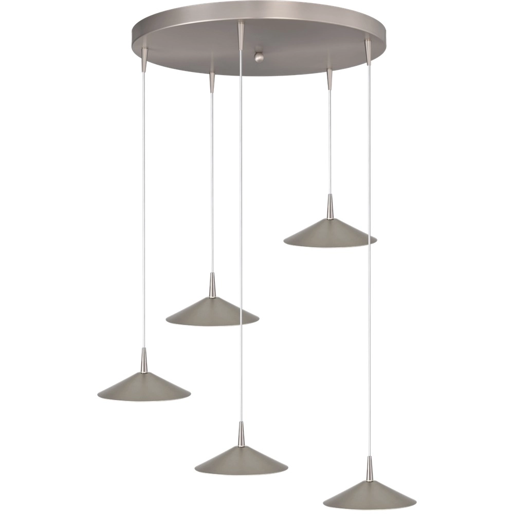 5-light pendant lamp Ceppo nickel Ø 18cm round