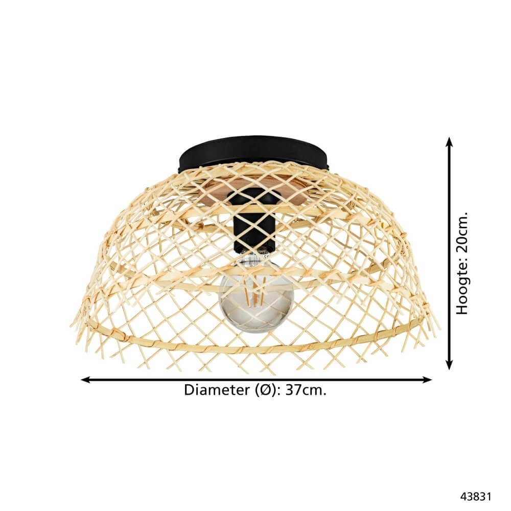 Rattan ceiling lamp Ausnby Ø 37cm Eglo 9002759438319