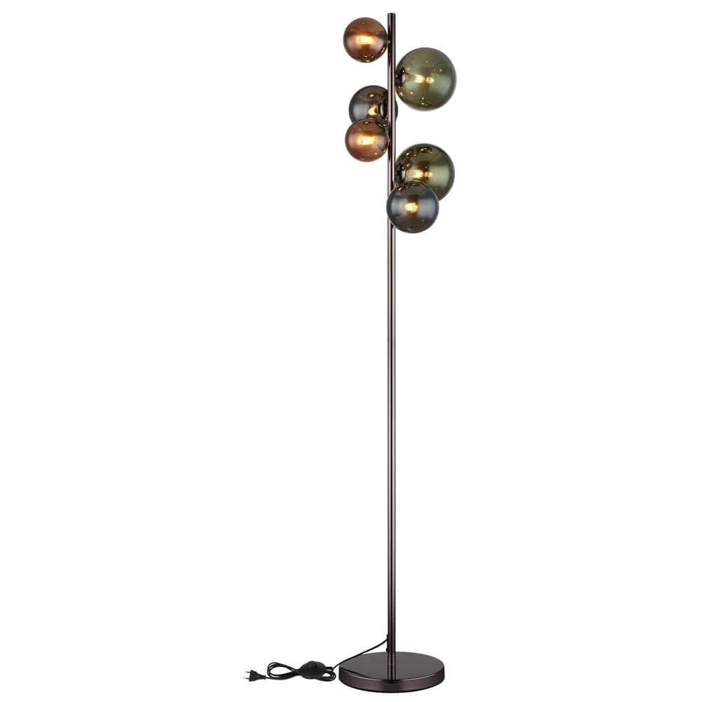 Black floor lamp Riha Coloured glass 6-lights Globo 9007371450114