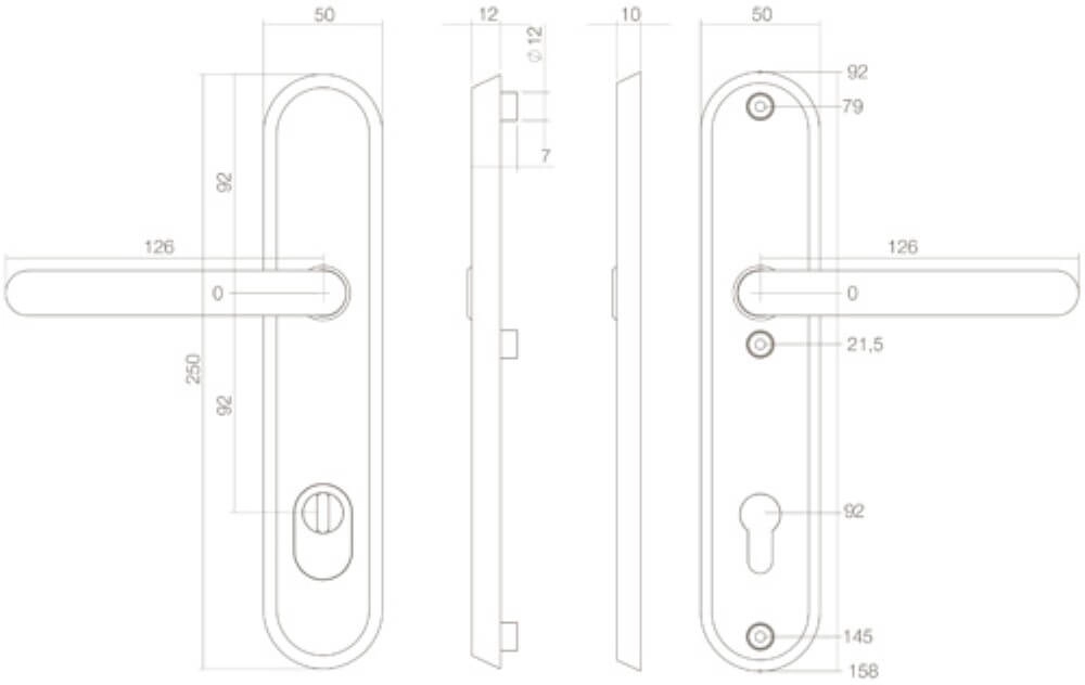 Backdoor hardware Aurano core pull protection oval PC 92mm stainless steel Intersteel 8714186394809