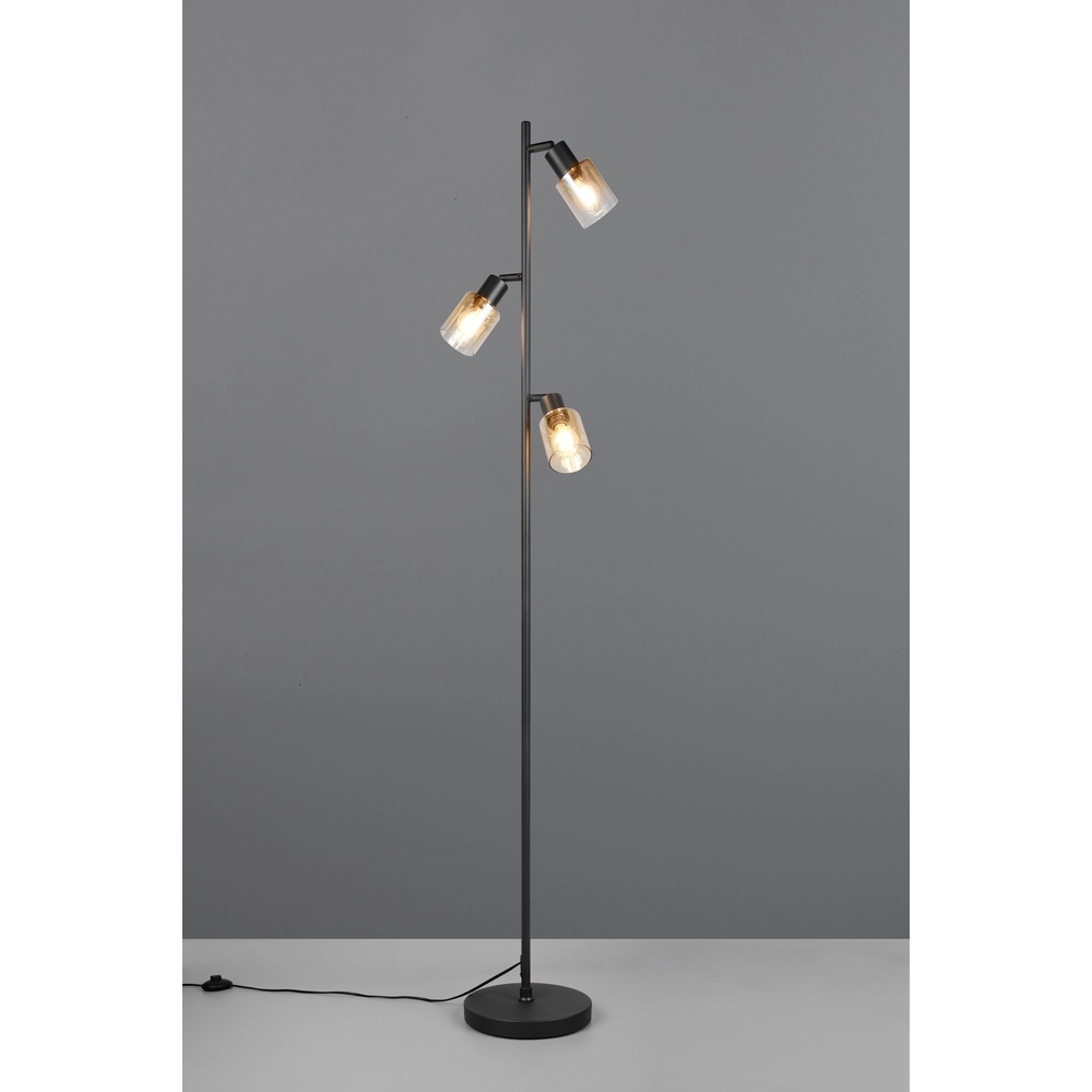 Floor lamp Cadiz 3-light amber glass Trio 4017807653472