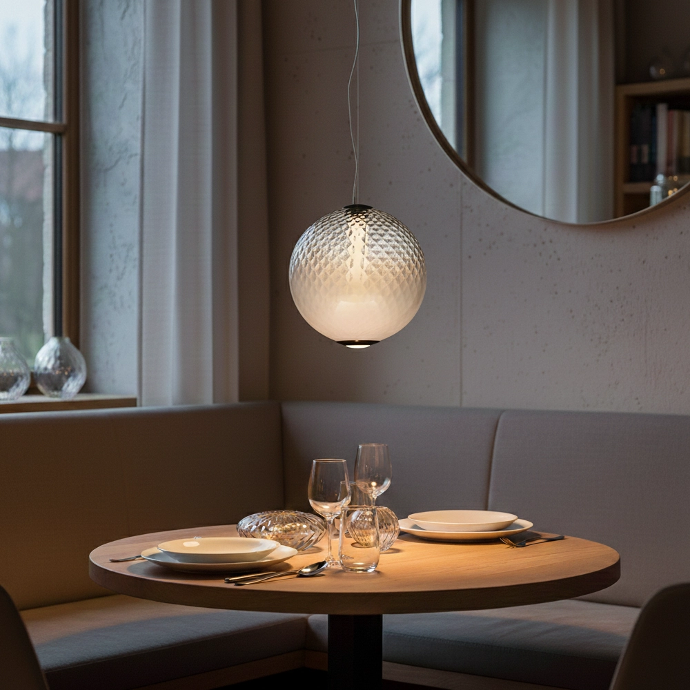 Pendant lamp Aora convex opal glass