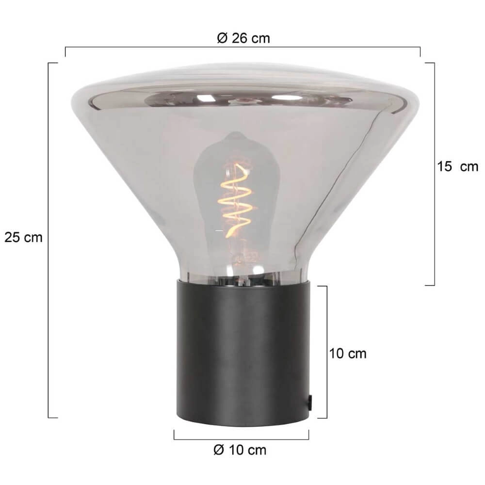 Table lamp Ambiance black with smoke glass Steinhauer 8712746165074