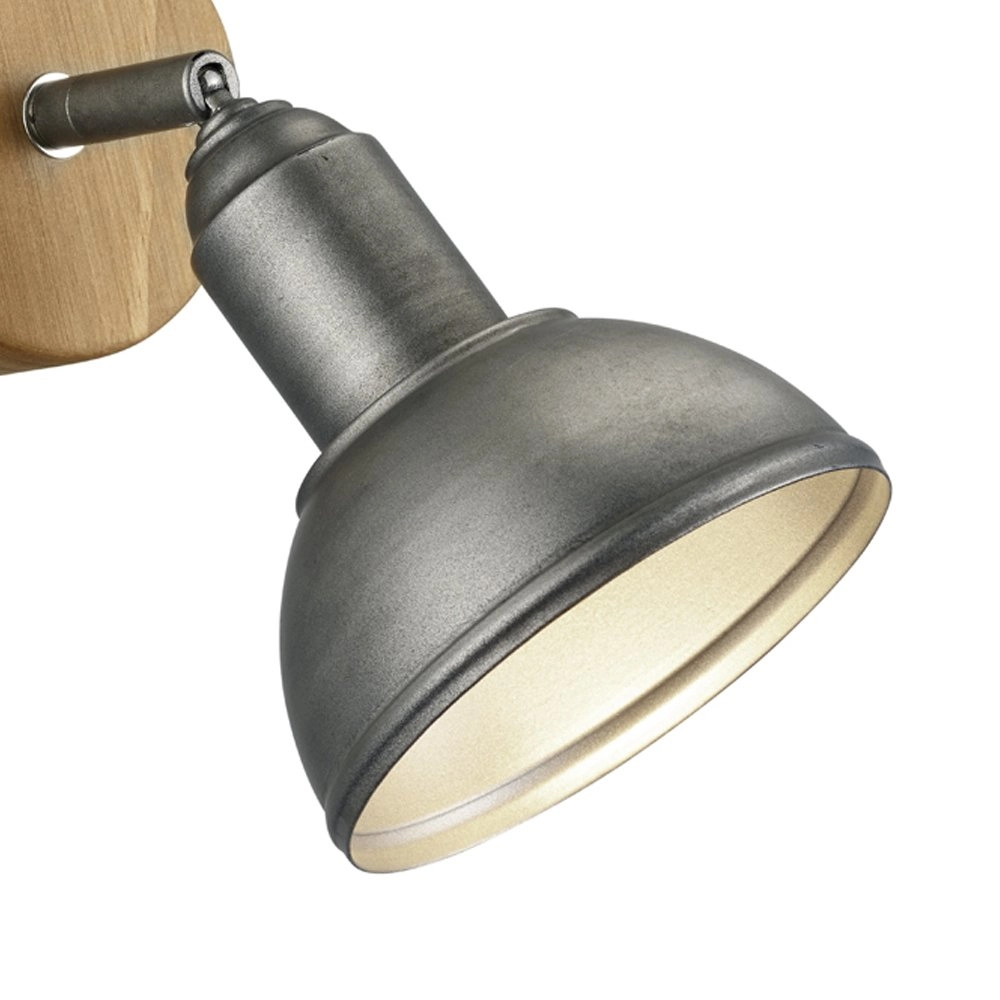 Wooden wall lamp Delhi with antique silver spot Trio 4017807430196