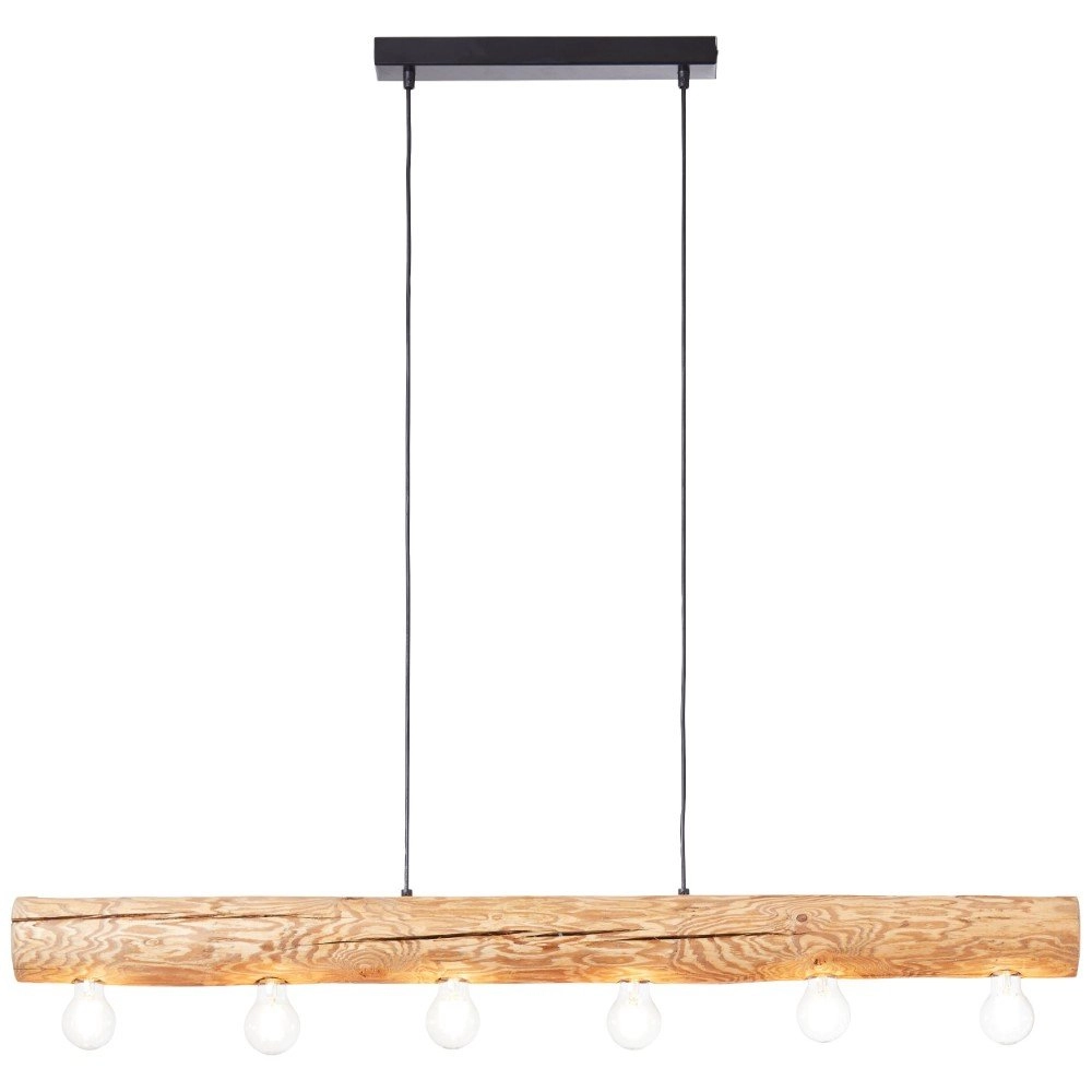 Wooden pendant lamp Trabo 6-light wood with black Brilliant 4004353393525