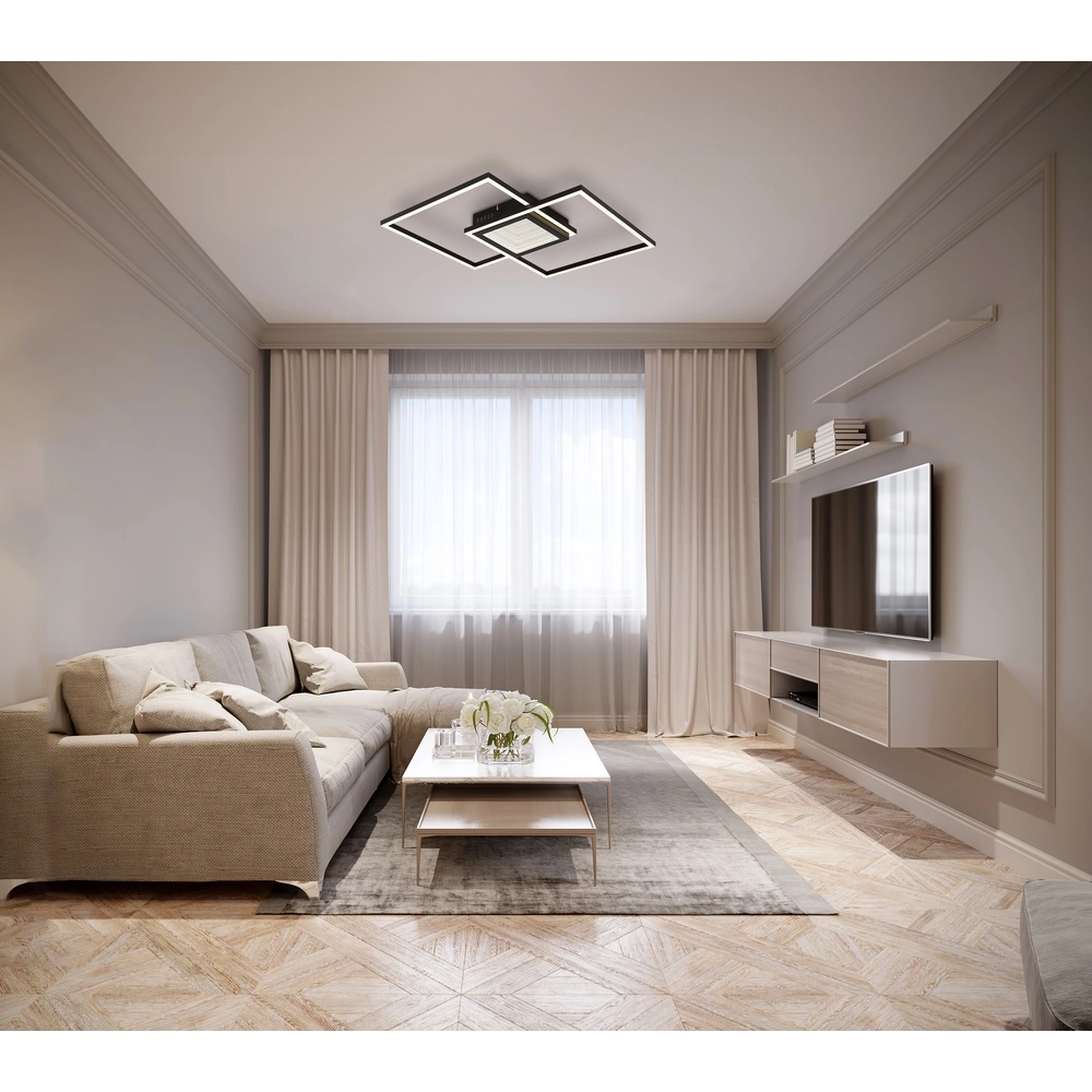Modern ceiling lamp Saunders black square Globo 9007371475353