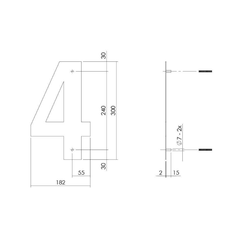 House number 4 XL Numbra 30cm stainless steel Intersteel 8714186503119