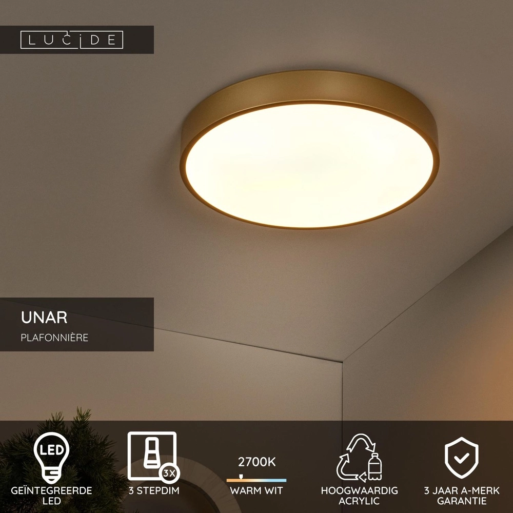 Ceiling light Unar Ø 39.5cm - 2700K - gold Lucide 5411212791887