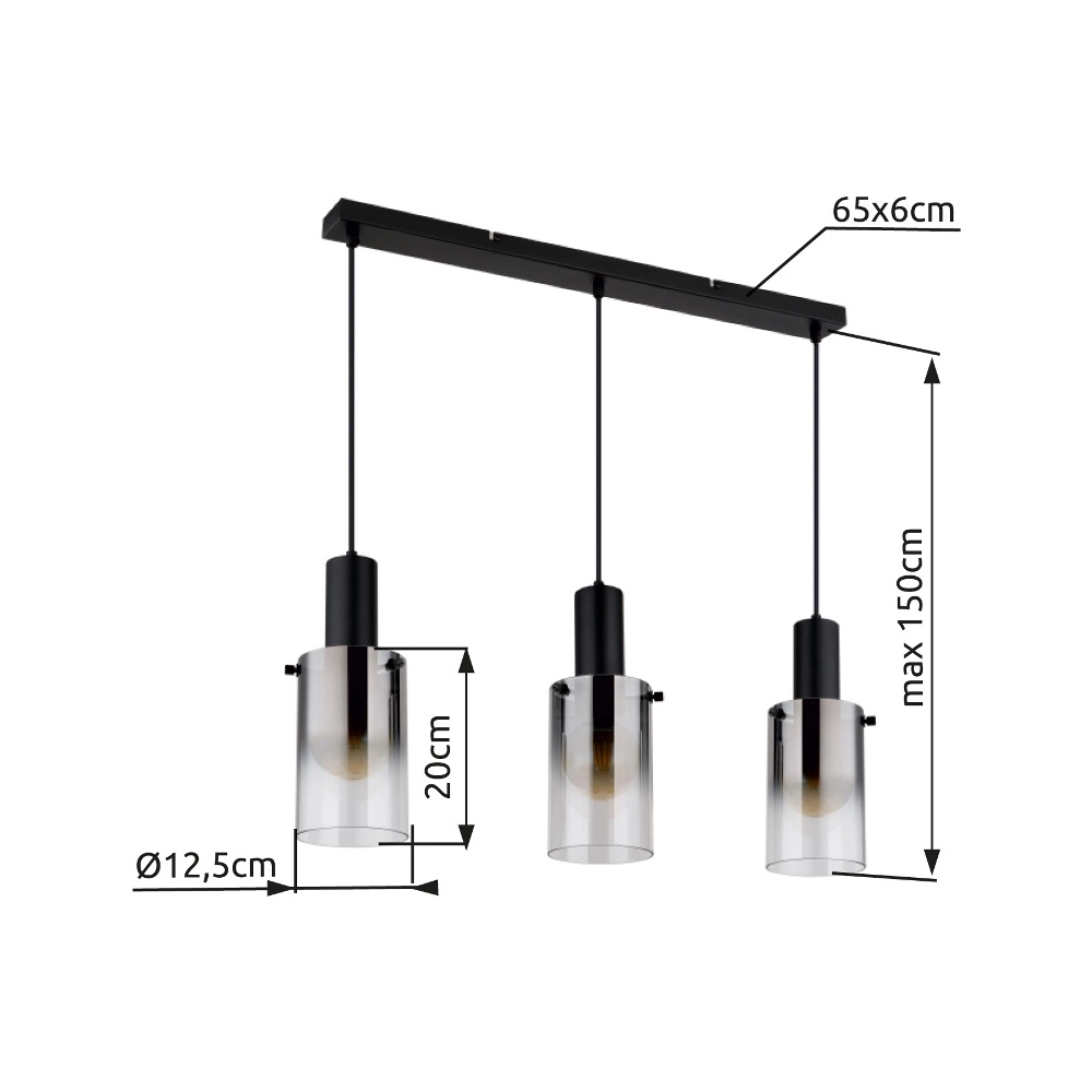 3-light pendant lamp Florentina Black design Globo 9007371452149