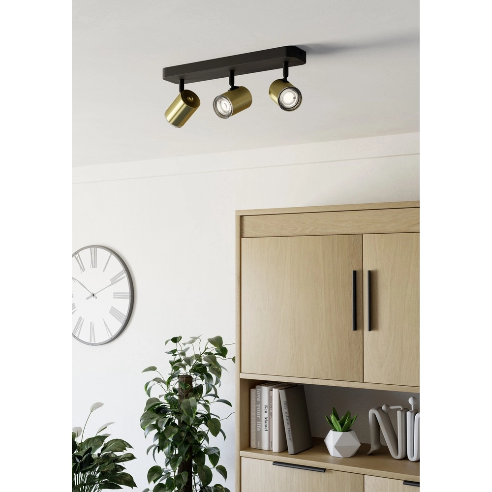 Bathroom spotlights Consuma 1 3x GU10 - black with gold Eglo 9008606365050