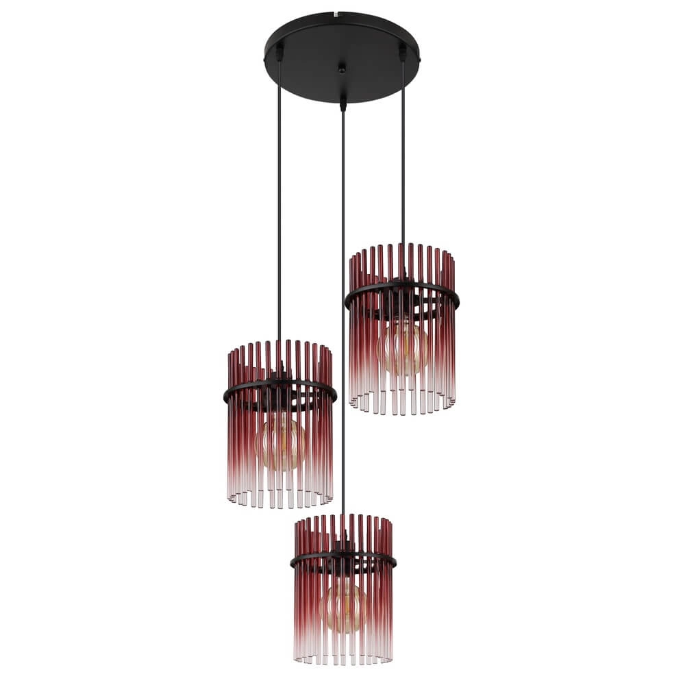 Black pendant lamp Gorley with red glass Ø 47cm Globo 9007371468966