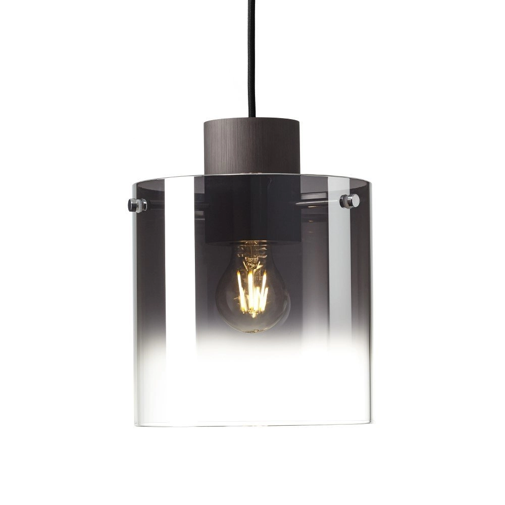 Pendant lamp Beth E27 black with smoke glass