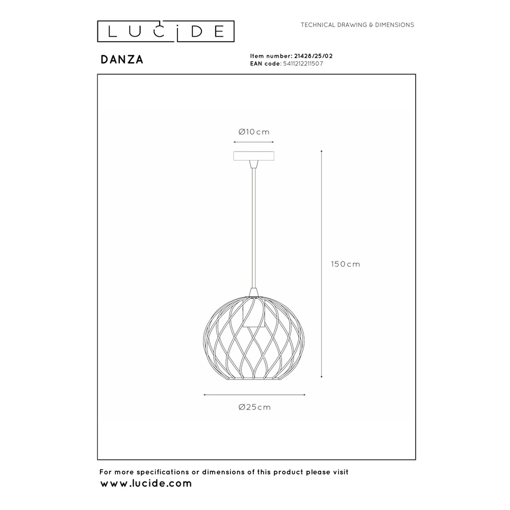 Pendant lamp Danza Ø 25cm gold Lucide 5411212211507