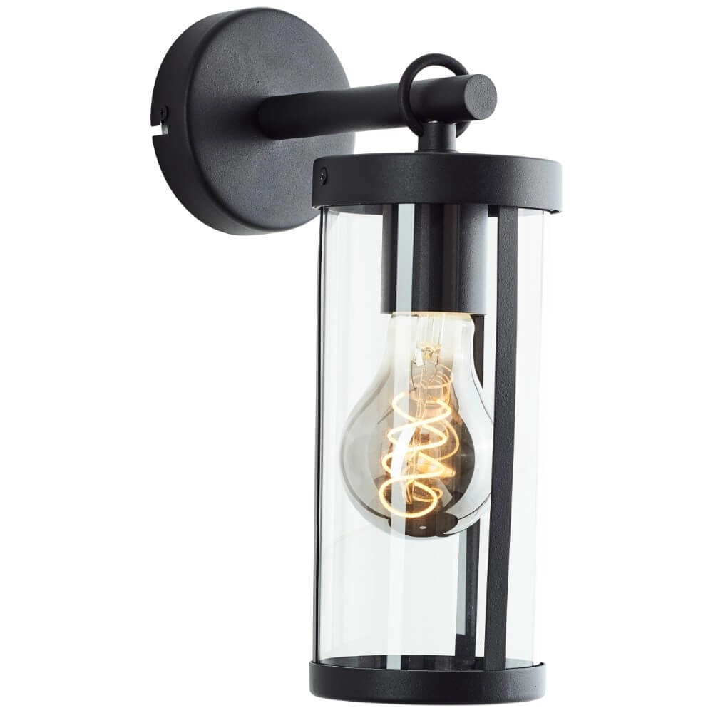 Black wall lamp Sidney transparent glass
