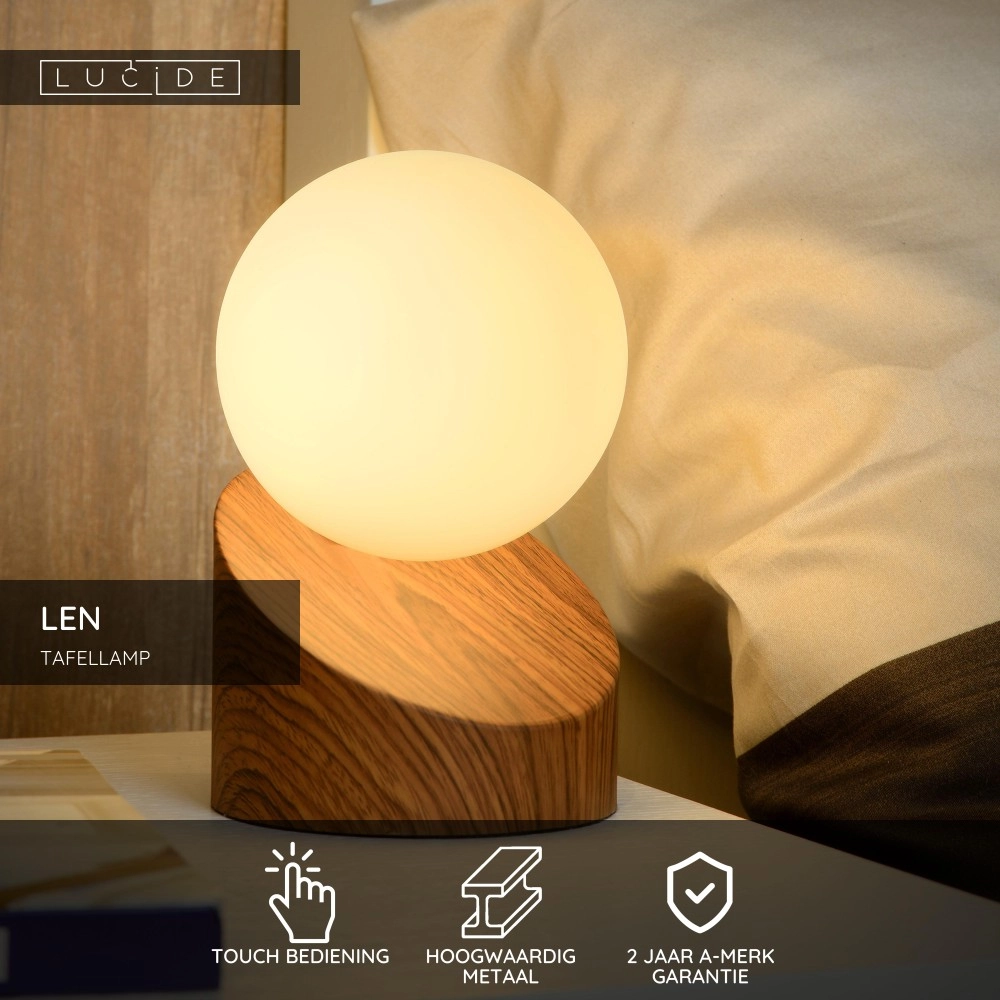 Design table lamp Len dark wood look Lucide 5411212450586