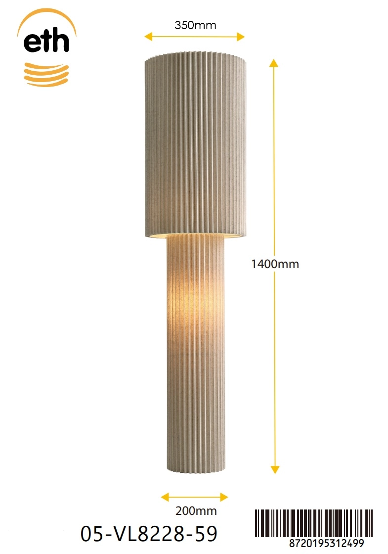 Linen floor lamp Renate 140cm ETH 8720195312499