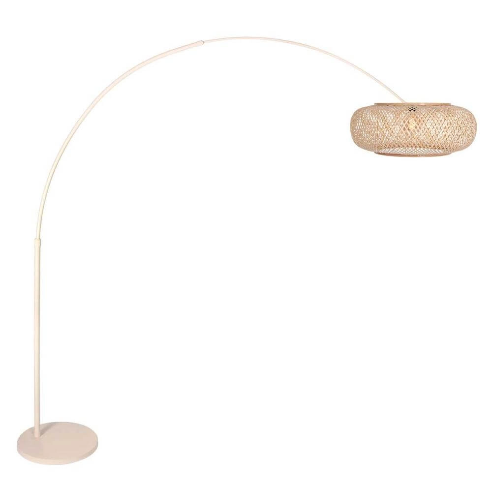 Arc lamp Sparkled Light cream with bamboo shade Ø 60cm