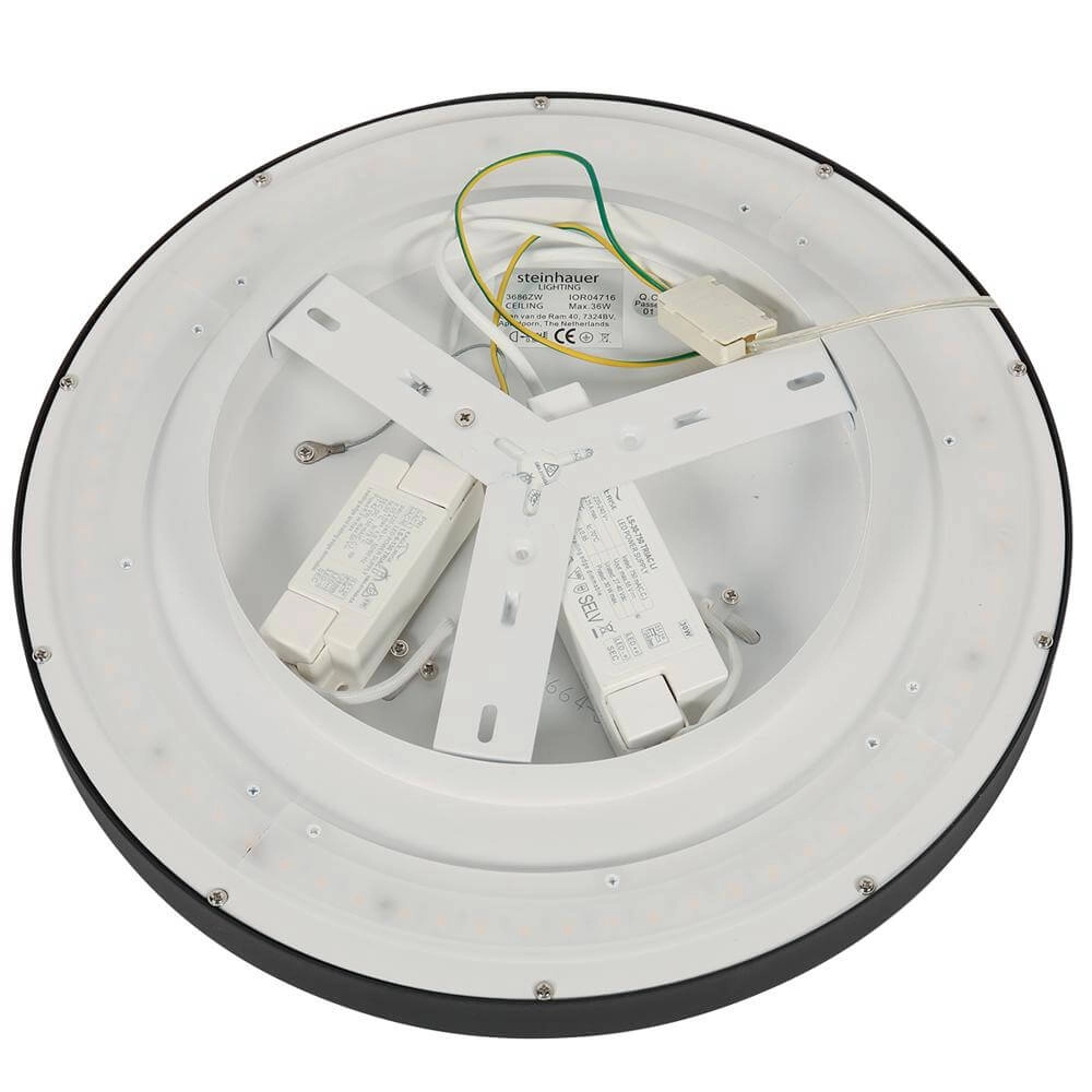 Sleek ceiling lamp Flady black Ø 50cm Steinhauer 8712746171860