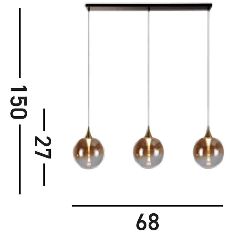 3-light pendant lamp Alchemy Amber glass Searchlight 5053423273839