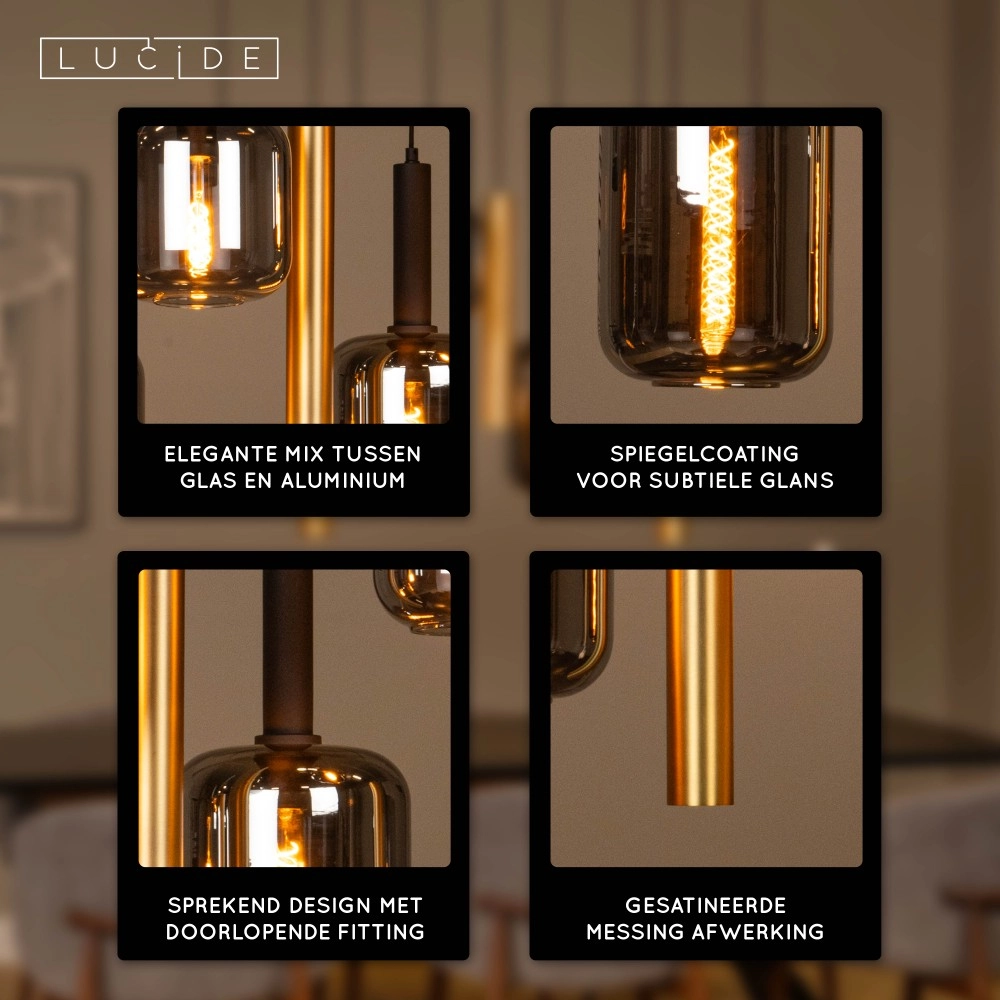 Pendant lamp Joanet 6-light gold Lucide 5411212452931