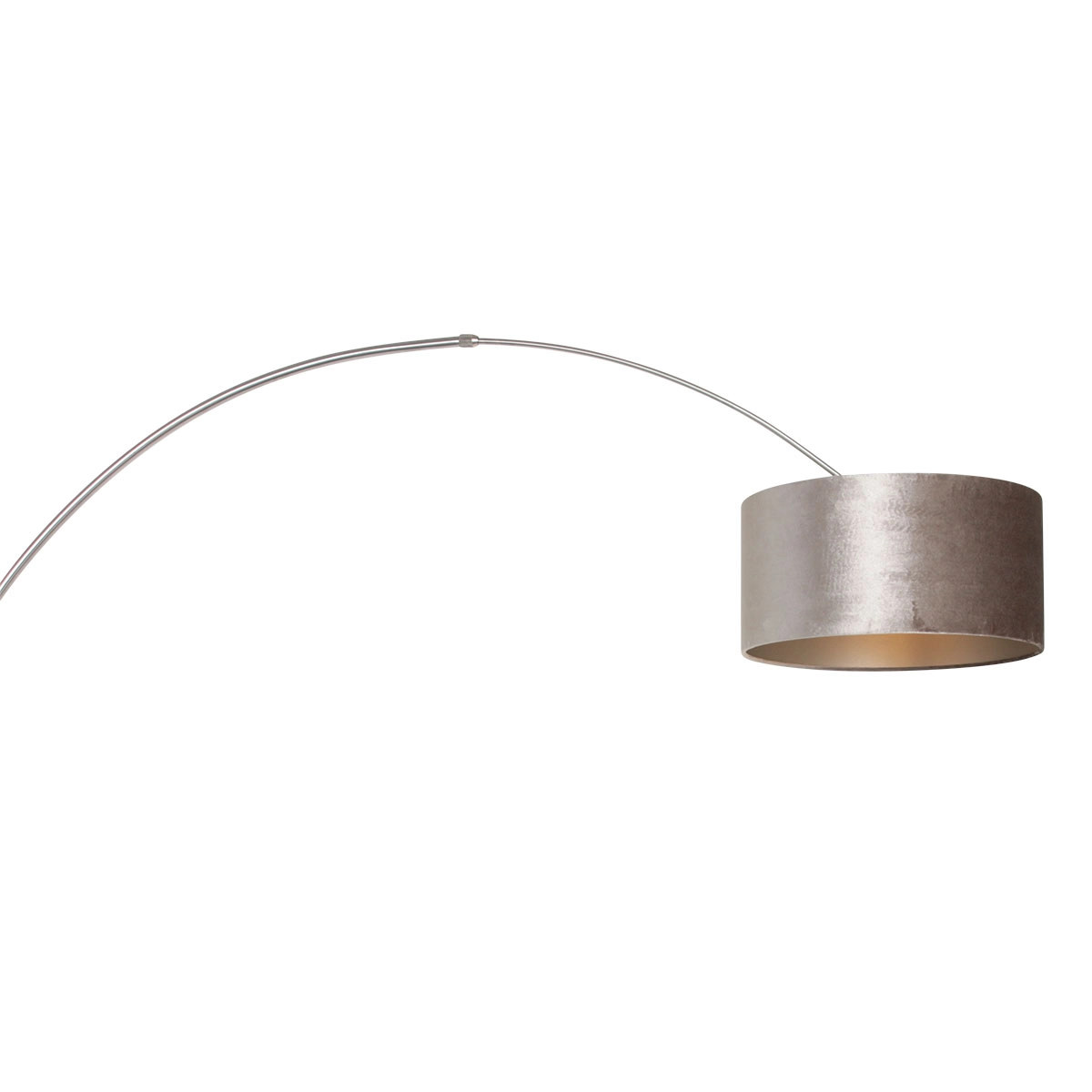 Wall arc lamp Sparkled Stainless steel with taupe velvet shade Steinhauer 8712746146165