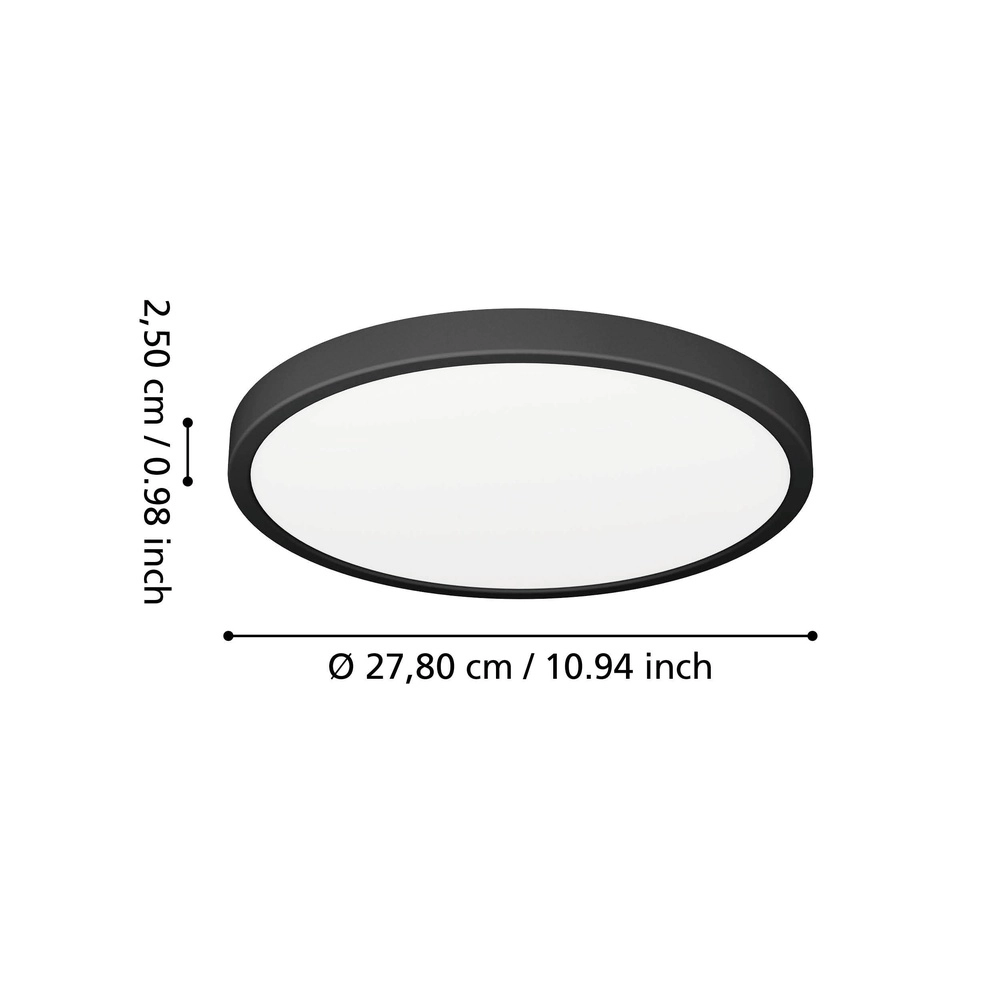 Ceiling light IP44 Fueva 6 round - black - Ø 27,8cm Eglo 9008606330324
