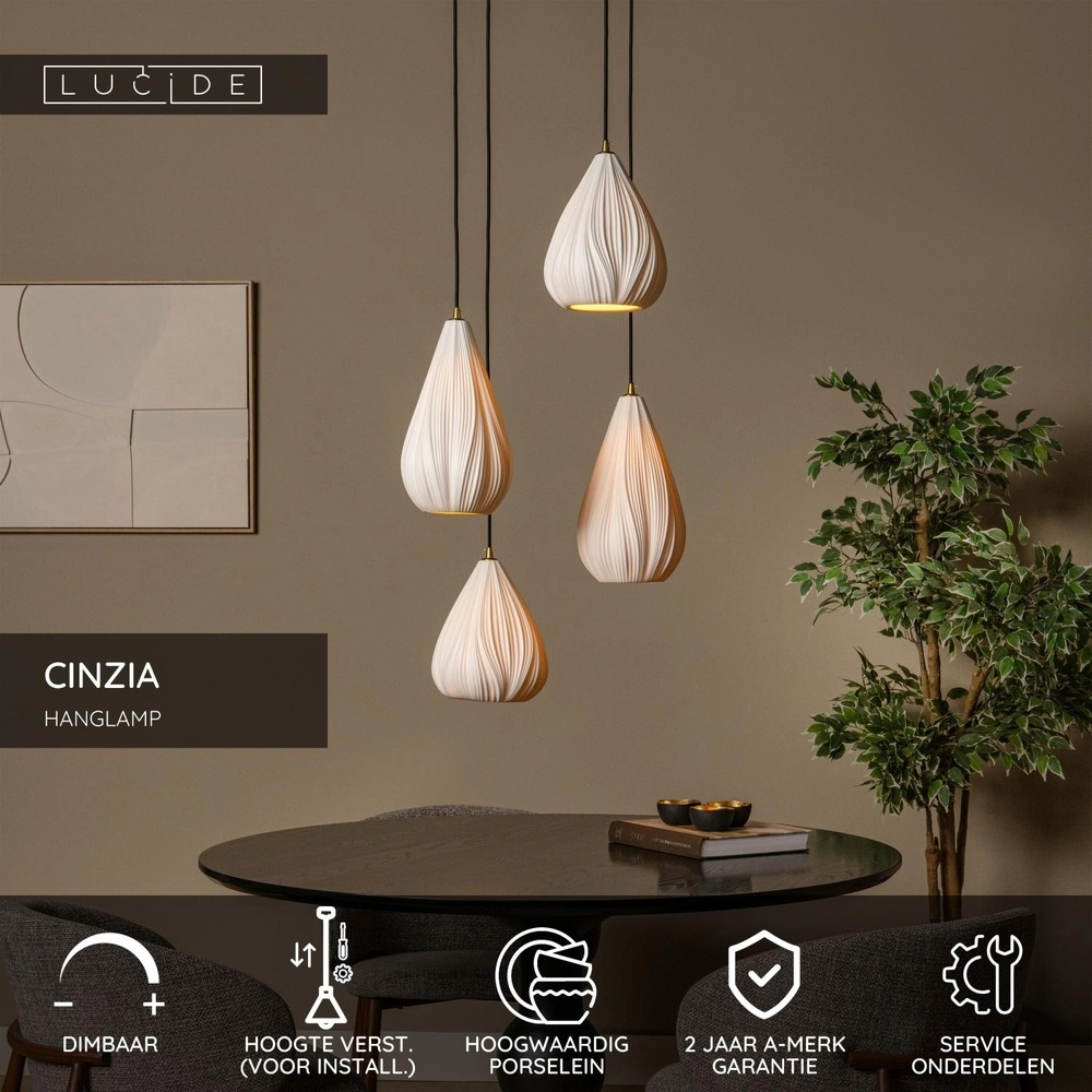 Design pendant lamp Cinzia white Ø 55,5cm Lucide 5411212135001